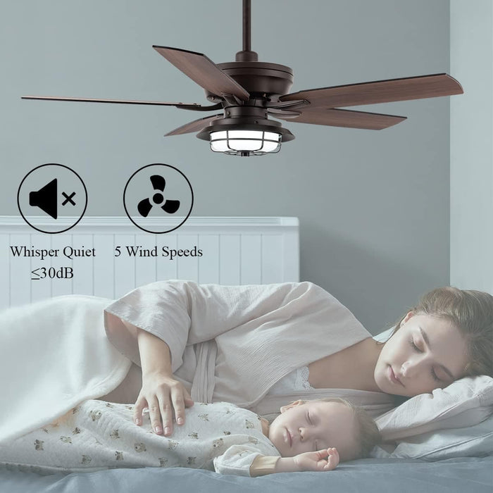 52 in. Ceiling Fan with Light and Remote, Waterproof Outdoor Fan for Patio Gazebo Backyards, Wet Rated Quiet Modern Outdoor Ceiling Fan-3-ErisView