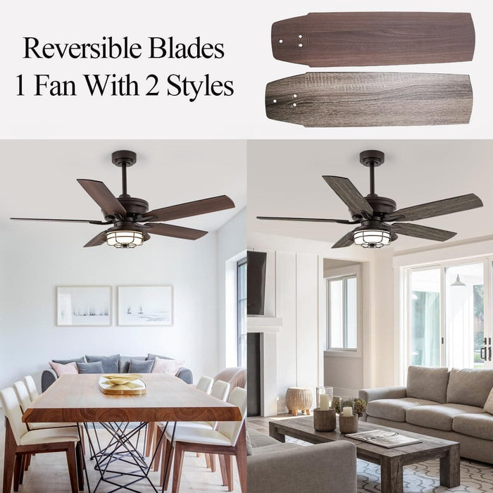 52 in. Ceiling Fan with Light and Remote, Waterproof Outdoor Fan for Patio Gazebo Backyards, Wet Rated Quiet Modern Outdoor Ceiling Fan-4-ErisView