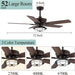 52 in. Ceiling Fan with Light and Remote, Waterproof Outdoor Fan for Patio Gazebo Backyards, Wet Rated Quiet Modern Outdoor Ceiling Fan-6-ErisView