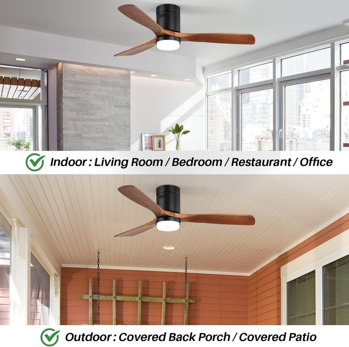 52 in. Ceiling Fan with Light and Remote for Bedroom Living Room, Outdoor Flush Mount Quiet Energy Efficient Ceiling Fans -3-ErisView