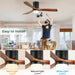 52 in. Ceiling Fan with Light and Remote for Bedroom Living Room, Outdoor Flush Mount Quiet Energy Efficient Ceiling Fans -4-ErisView