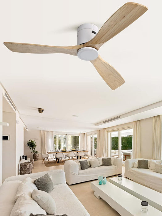 52 in. Ceiling Fan with Light and Remote for Bedroom Living Room, Outdoor Flush Mount Quiet Energy Efficient Ceiling Fans -8-ErisView