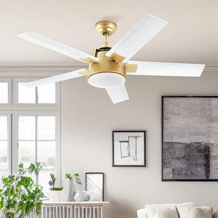 52 in. Ceiling Fan with Light and Wall Switch Remote, Modern Ceiling Fan Winter Summer, Bedroom Living Room Patio Ceiling Fans for Low Ceiling-2-ErisView