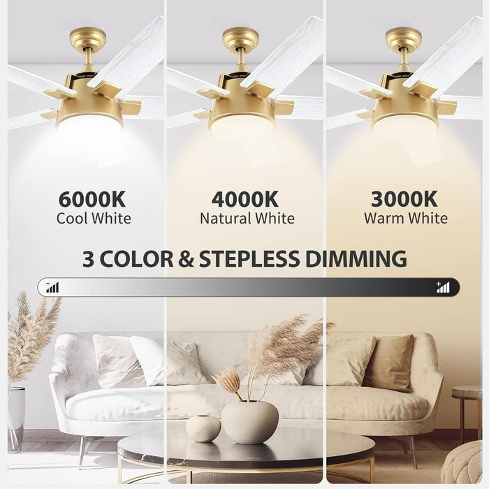 52 in. Ceiling Fan with Light and Wall Switch Remote, Modern Ceiling Fan Winter Summer, Bedroom Living Room Patio Ceiling Fans for Low Ceiling-3-ErisView