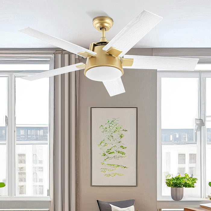 52 in. Ceiling Fan with Light and Wall Switch Remote, Modern Ceiling Fan Winter Summer, Bedroom Living Room Patio Ceiling Fans for Low Ceiling-7-ErisView