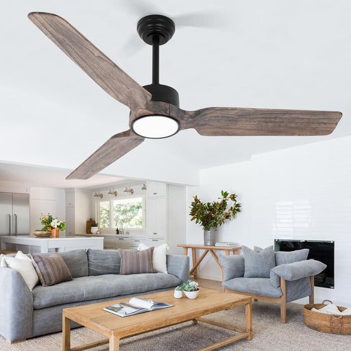 52 in. Ceiling Fan with Light with Remote, Wood Ceiling FanBeautiful Ceiling Fans Reversible, Light Memory,, Grey Wood Blades, Solid Wood 52 in. -1-ErisView