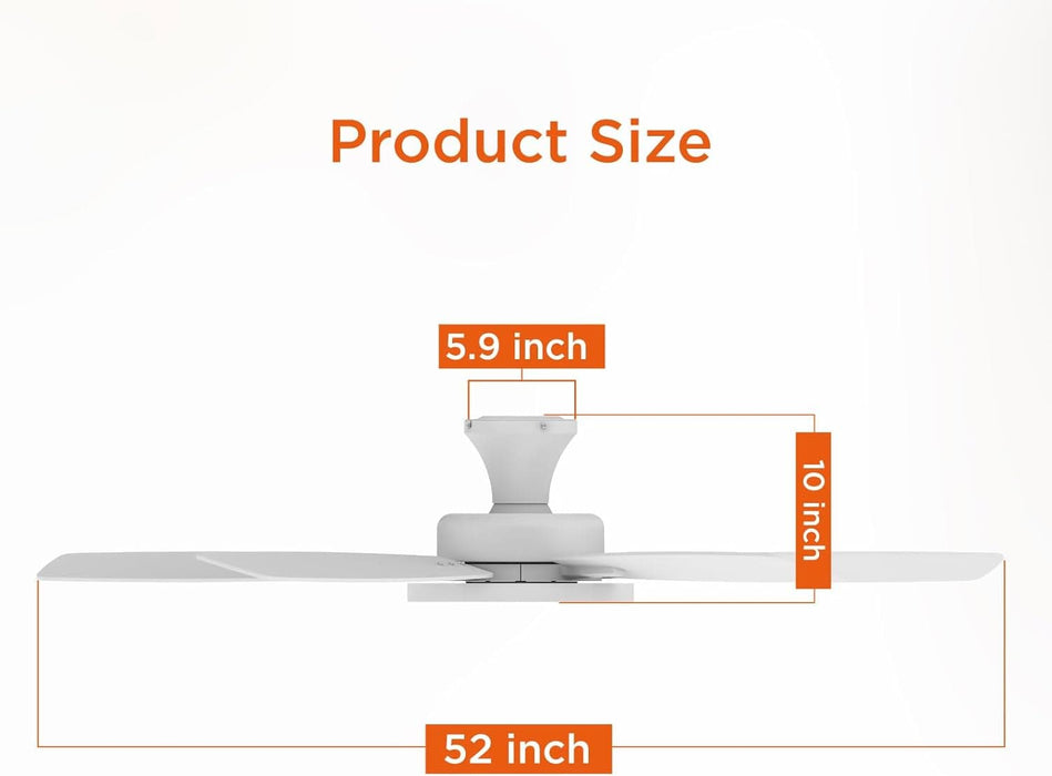 52 in. Ceiling Fan with Lights, Black Silent Ceiling Fan . Dimmable Ceiling Fan Light with Reversible Blades-12-ErisView