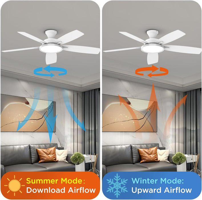 52 in. Ceiling Fan with Lights, Black Silent Ceiling Fan . Dimmable Ceiling Fan Light with Reversible Blades-13-ErisView