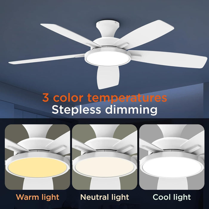 52 in. Ceiling Fan with Lights, Black Silent Ceiling Fan . Dimmable Ceiling Fan Light with Reversible Blades-15-ErisView
