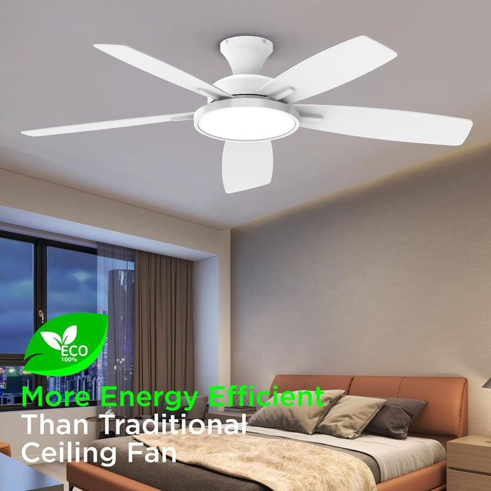 52 in. Ceiling Fan with Lights, Black Silent Ceiling Fan . Dimmable Ceiling Fan Light with Reversible Blades-16-ErisView