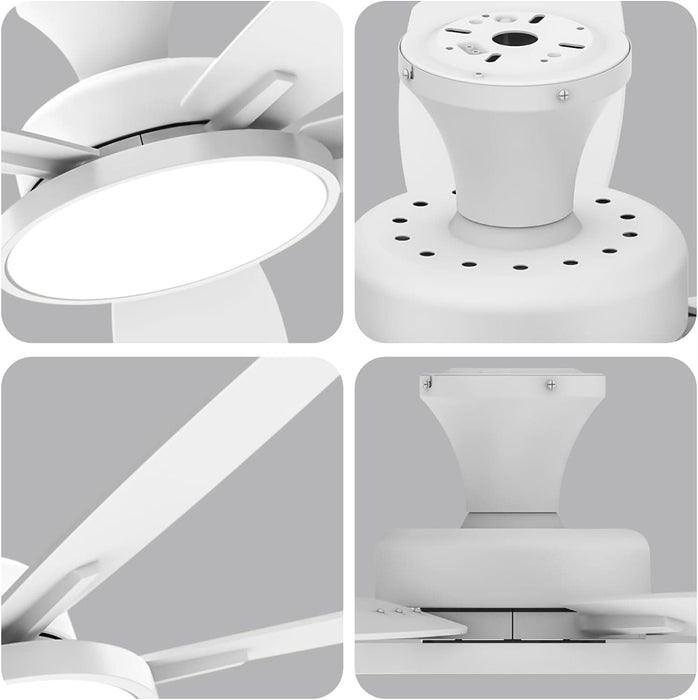 52 in. Ceiling Fan with Lights, Black Silent Ceiling Fan . Dimmable Ceiling Fan Light with Reversible Blades-17-ErisView