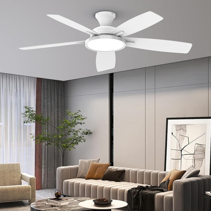 52 in. Ceiling Fan with Lights, Black Silent Ceiling Fan . Dimmable Ceiling Fan Light with Reversible Blades-18-ErisView