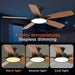 52 in. Ceiling Fan with Lights, Black Silent Ceiling Fan . Dimmable Ceiling Fan Light with Reversible Blades-5-ErisView