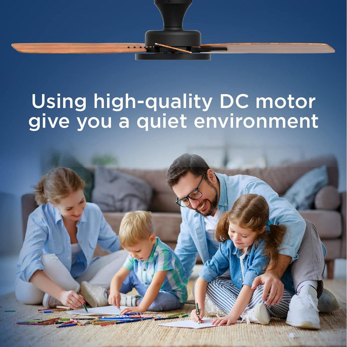 52 in. Ceiling Fan with Lights, Black Silent Ceiling Fan . Dimmable Ceiling Fan Light with Reversible Blades-6-ErisView