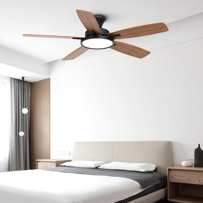 52 in. Ceiling Fan with Lights, Black Silent Ceiling Fan . Dimmable Ceiling Fan Light with Reversible Blades-9-ErisView