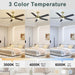52 in. Ceiling Fan with Lights and Remote, 2 In 1 LED Black Ceiling Fan with 5 Blades, Reversible Quiet Ceiling Fans for Bedroom Living Room Patio-4-ErisView