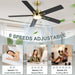 52 in. Ceiling Fan with Lights and Remote, 2 In 1 LED Black Ceiling Fan with 5 Blades, Reversible Quiet Ceiling Fans for Bedroom Living Room Patio-5-ErisView