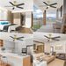 52 in. Ceiling Fan with Lights and Remote, 2 In 1 LED Black Ceiling Fan with 5 Blades, Reversible Quiet Ceiling Fans for Bedroom Living Room Patio-7-ErisView