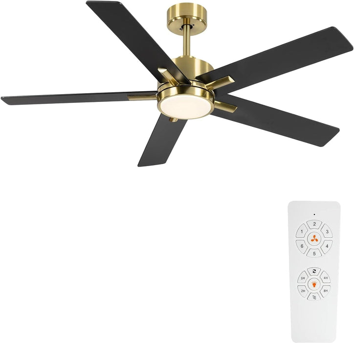 52 in. Ceiling Fan with Lights and Remote, 2 In 1 LED Black Ceiling Fan with 5 Blades, Reversible Quiet Ceiling Fans for Bedroom Living Room Patio-8-ErisView
