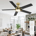 52 in. Ceiling Fan with Lights and Remote, 2 In 1 LED Black Ceiling Fan with 5 Blades, Reversible Quiet Ceiling Fans for Bedroom Living Room Patio-1-ErisView