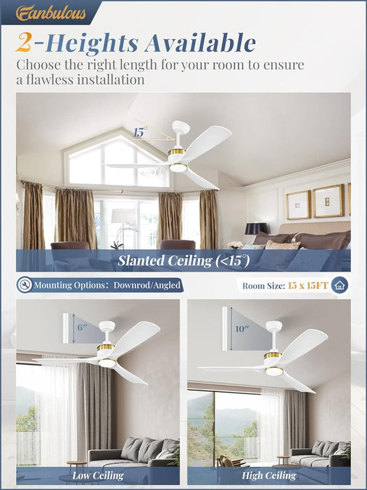 52 in. Ceiling Fan with Lights and Remote Control, Modern Reversible Ceiling Fan for Bedroom Living Room, Patio Porch Ceiling Fans-12-ErisView