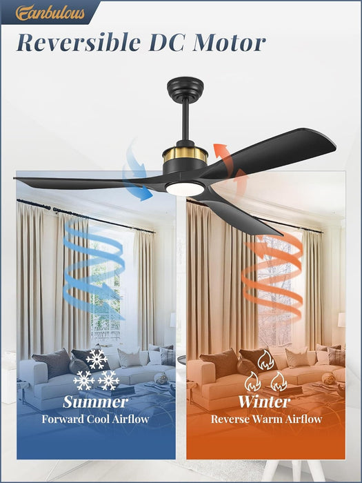 52 in. Ceiling Fan with Lights and Remote Control, Modern Reversible Ceiling Fan for Bedroom Living Room, Patio Porch Ceiling Fans-16-ErisView