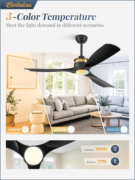 52 in. Ceiling Fan with Lights and Remote Control, Modern Reversible Ceiling Fan for Bedroom Living Room, Patio Porch Ceiling Fans-17-ErisView