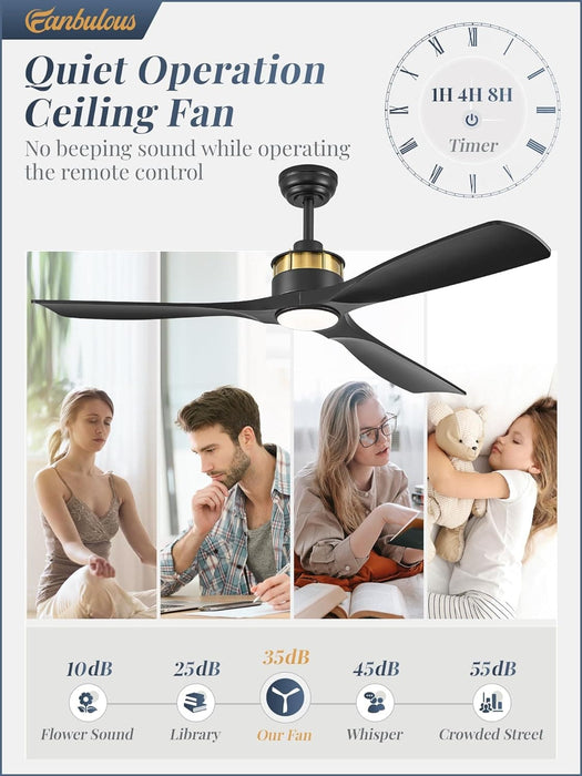 52 in. Ceiling Fan with Lights and Remote Control, Modern Reversible Ceiling Fan for Bedroom Living Room, Patio Porch Ceiling Fans-18-ErisView