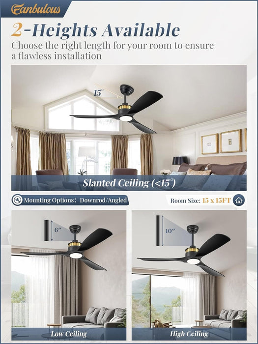 52 in. Ceiling Fan with Lights and Remote Control, Modern Reversible Ceiling Fan for Bedroom Living Room, Patio Porch Ceiling Fans-19-ErisView