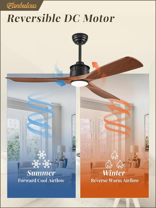 52 in. Ceiling Fan with Lights and Remote Control, Modern Reversible Ceiling Fan for Bedroom Living Room, Patio Porch Ceiling Fans-2-ErisView