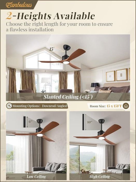52 in. Ceiling Fan with Lights and Remote Control, Modern Reversible Ceiling Fan for Bedroom Living Room, Patio Porch Ceiling Fans-5-ErisView