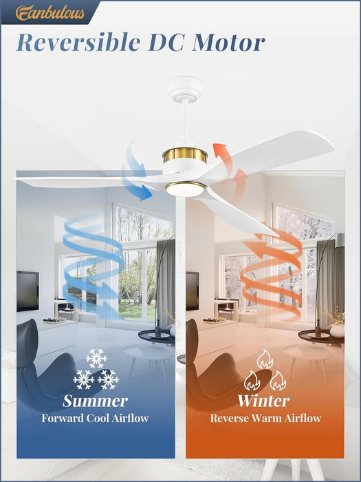 52 in. Ceiling Fan with Lights and Remote Control, Modern Reversible Ceiling Fan for Bedroom Living Room, Patio Porch Ceiling Fans-9-ErisView