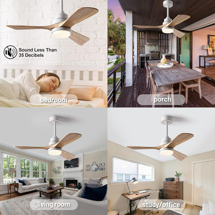 52 in. Ceiling Fan with Lights and Remote, LED Quiet Reversible DC Ceiling Fan, Wood Ceiling Fan for Living Room Bedroom Dining Room Workroom Study Room-15-ErisView