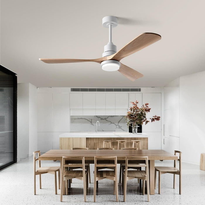 52 in. Ceiling Fan with Lights and Remote, LED Quiet Reversible DC Ceiling Fan, Wood Ceiling Fan for Living Room Bedroom Dining Room Workroom Study Room-5-ErisView