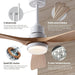 52 in. Ceiling Fan with Lights and Remote, LED Quiet Reversible DC Ceiling Fan, Wood Ceiling Fan for Living Room Bedroom Dining Room Workroom Study Room-7-ErisView