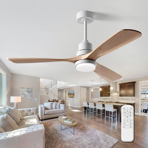 52 in. Ceiling Fan with Lights and Remote, LED Quiet Reversible DC Ceiling Fan, Wood Ceiling Fan for Living Room Bedroom Dining Room Workroom Study Room-1-ErisView