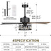 52 in. Ceiling Fan with Lights and Remote, Modern Dark Wood Ceiling Fan, 5 Reversible Blade Crystal Ceiling Fan for Living Room -4-ErisView