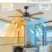 52 in. Ceiling Fan with Lights and Remote, Modern Dark Wood Ceiling Fan, 5 Reversible Blade Crystal Ceiling Fan for Living Room -5-ErisView