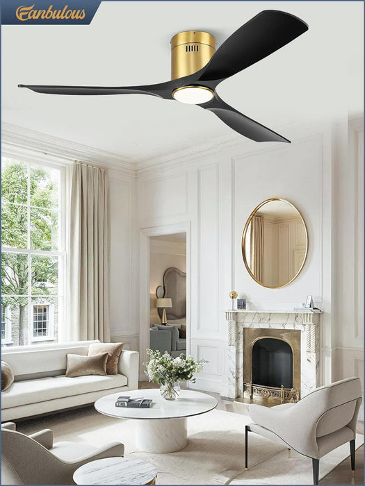 52 in. Ceiling Fan with Lights and Remote, Modern Flush Mount Ceiling Fan, Low Profile Reversible DC Ceiling Fan for Bedroom Living Room Patio-14-ErisView