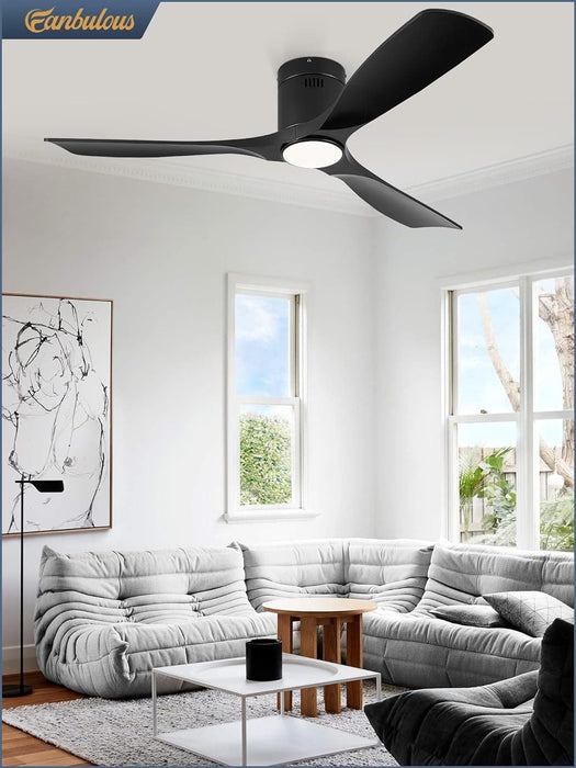 52 in. Ceiling Fan with Lights and Remote, Modern Flush Mount Ceiling Fan, Low Profile Reversible DC Ceiling Fan for Bedroom Living Room Patio-21-ErisView