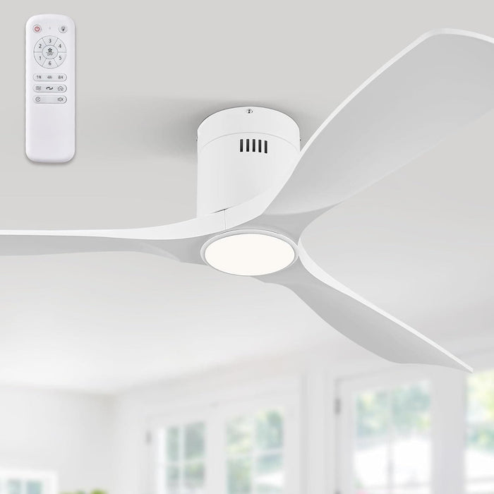 52 in. Ceiling Fan with Lights and Remote, Modern Flush Mount Ceiling Fan, Low Profile Reversible DC Ceiling Fan for Bedroom Living Room Patio-22-ErisView