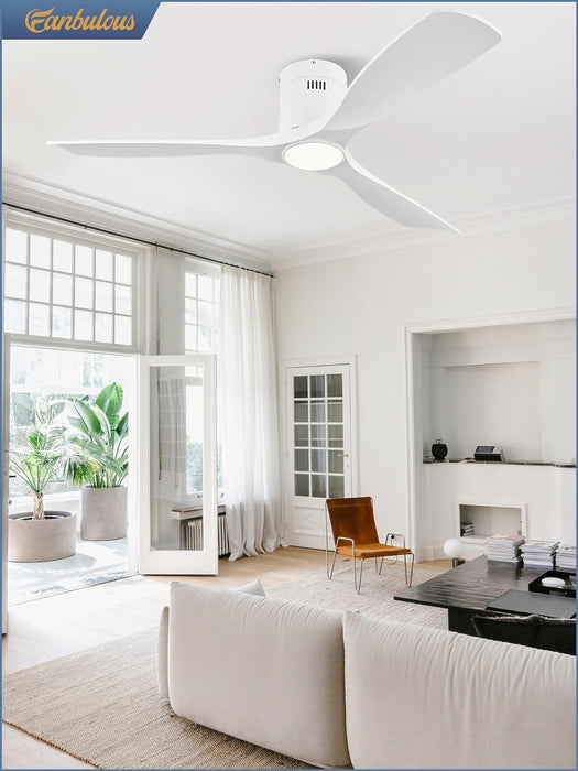 52 in. Ceiling Fan with Lights and Remote, Modern Flush Mount Ceiling Fan, Low Profile Reversible DC Ceiling Fan for Bedroom Living Room Patio-28-ErisView