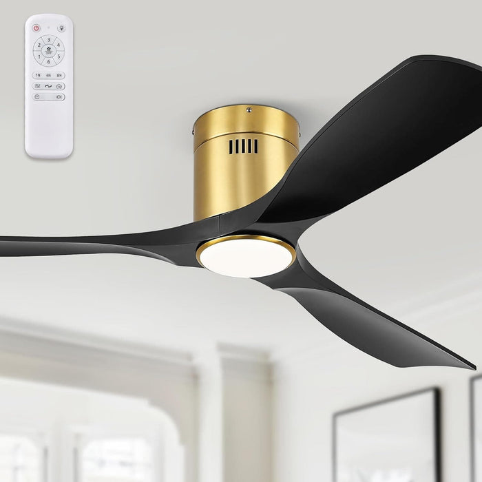 52 in. Ceiling Fan with Lights and Remote, Modern Flush Mount Ceiling Fan, Low Profile Reversible DC Ceiling Fan for Bedroom Living Room Patio-8-ErisView