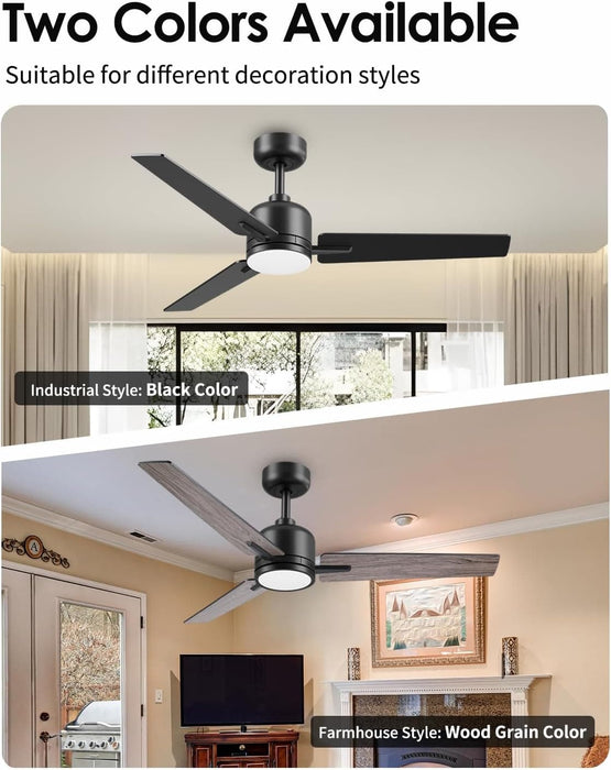 52 in. Ceiling Fan with Lights and Remote, Modern Reversible Dimmable Noiseless Ceiling Fan for Bedroom Living Room Dining Room-8-ErisView
