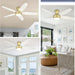 52 in. Ceiling Fan with Low Profile Light, Gold Flush Mount Outdoor Reversible Fan in Winter Summer, Smart Fans Work with Wi-Fi Alexa APP-5-ErisView