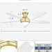52 in. Ceiling Fan with Low Profile Light, Gold Flush Mount Outdoor Reversible Fan in Winter Summer, Smart Fans Work with Wi-Fi Alexa APP-6-ErisView