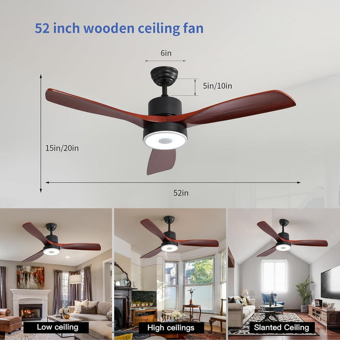 52 in. Ceiling Fan with RGB Dimming LED Light Music Bluetooth Speaker Remote Control, Reversible Ceiling Fan Summer Winter for Living Room Bedroom-12-ErisView