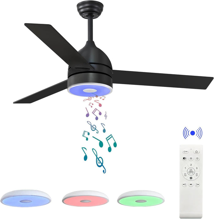 52 in. Ceiling Fan with RGB Dimming LED Light Music Bluetooth Speaker Remote Control, Reversible Ceiling Fan Summer Winter for Living Room Bedroom-13-ErisView