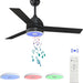 52 in. Ceiling Fan with RGB Dimming LED Light Music Bluetooth Speaker Remote Control, Reversible Ceiling Fan Summer Winter for Living Room Bedroom-13-ErisView