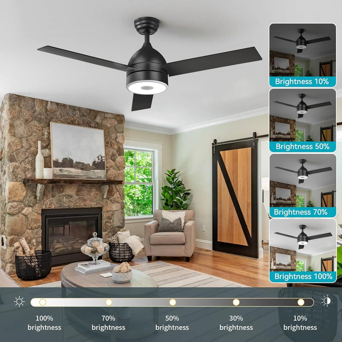 52 in. Ceiling Fan with RGB Dimming LED Light Music Bluetooth Speaker Remote Control, Reversible Ceiling Fan Summer Winter for Living Room Bedroom-15-ErisView